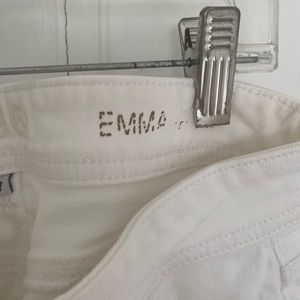 DL196 white skinny EMMA low rise ripped white denim jeans.